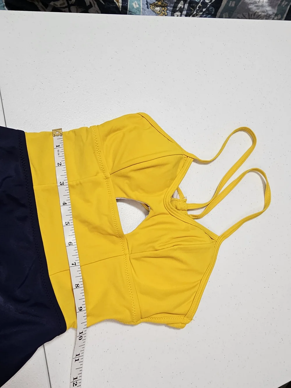 Cupshe Yellow and Navy Colorblock One-Piece Swimsuit Keyhole Adjustable Back